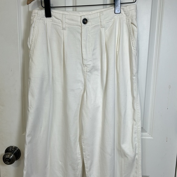 Free People pleated trouser pants size 2 cream Wide Leg High-Waisted w/ pockets - Picture 3 of 8